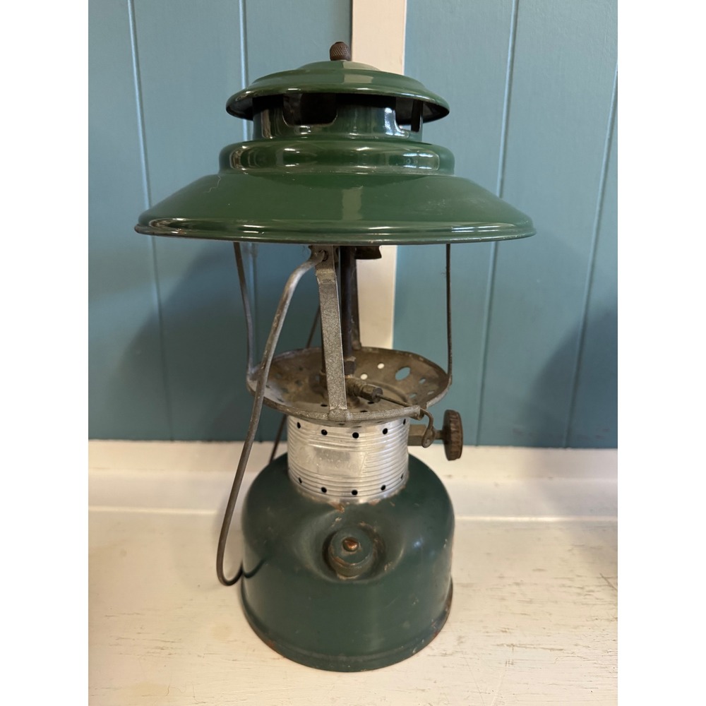 Vintage Coleman 228F Big Hat Lantern Forest Green June 1963 Wichita Kansas USA